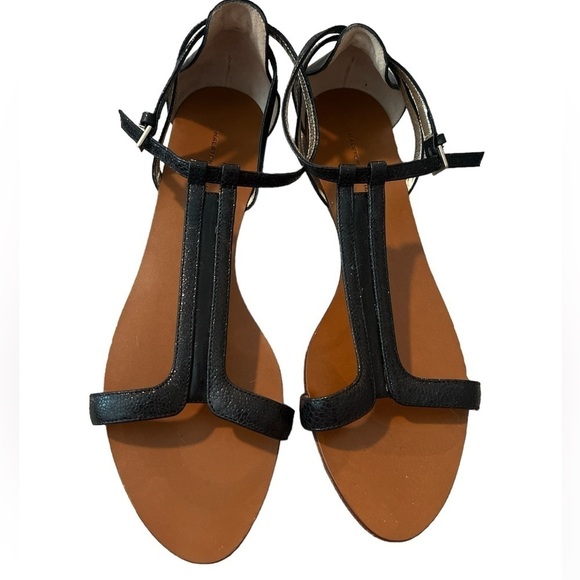 Halston Heritage NWOT Black Leather sandals, size 9 - Picture 1 of 3